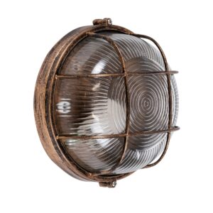 BOATLIGHT 61587 Vintage Φωτιστικό Καραβοχελώνα Τοίχου & Οροφής με Ντουί 1 x E27 AC 220-240V IP65 - Χάλκινο Εφέ Σκουριάς Ματ - Μ17.5 x Π17.5 x Υ9cm