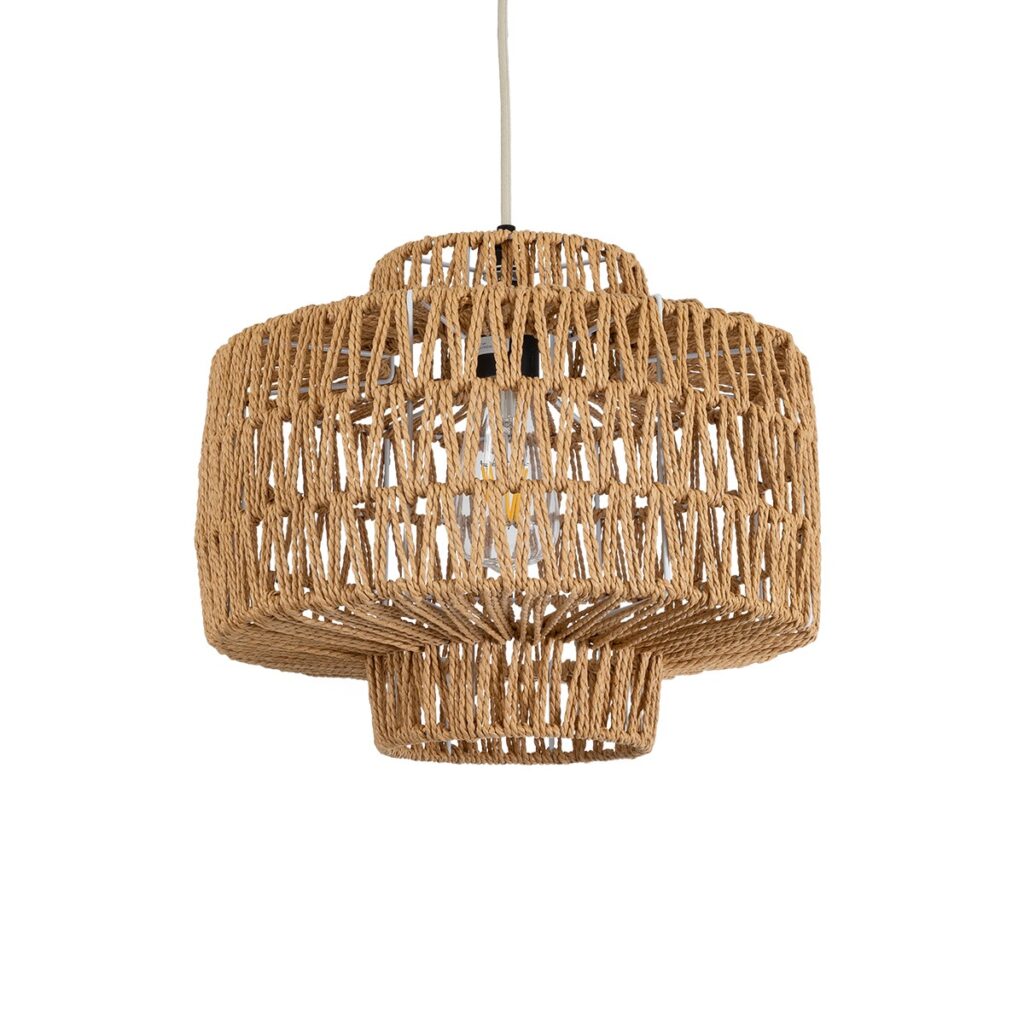 JENSON 00909 Boho Κρεμαστό Φωτιστικό Οροφής με Ντουί 1 x E27 AC 220-240V IP20 - Μπεζ - Μ33 x Π33 x Υ28cm