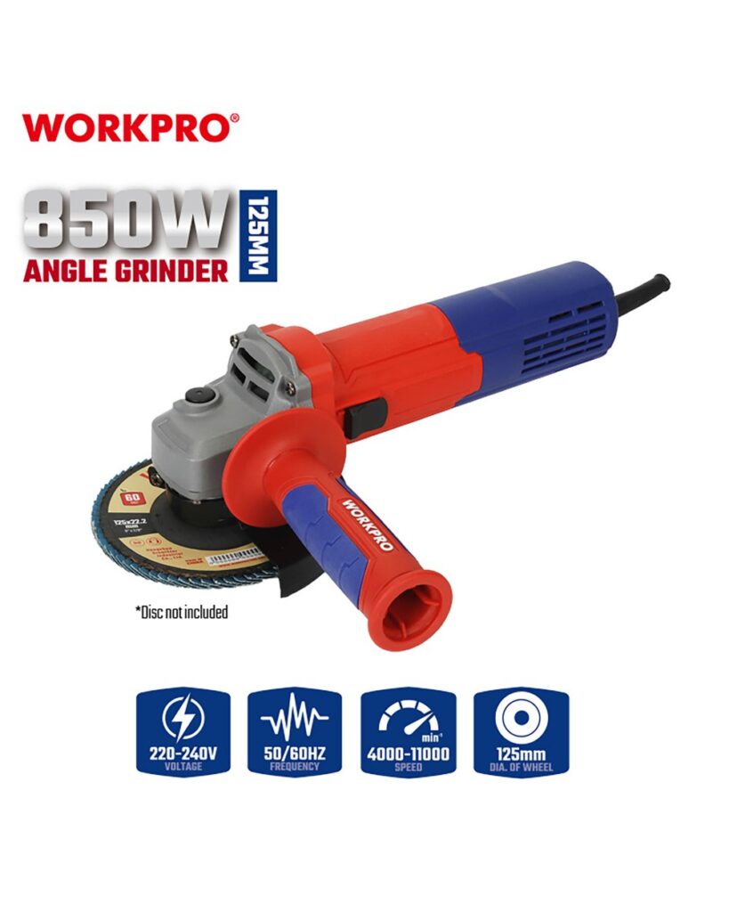 ΓΩΝΙΑΚΟΣ ΤΡΟΧΟΣ 850W Φ125mm ΡΥΘΜΙΖΟΜΕΝΟΣ WP472049CE WORKPRO (PROFI)