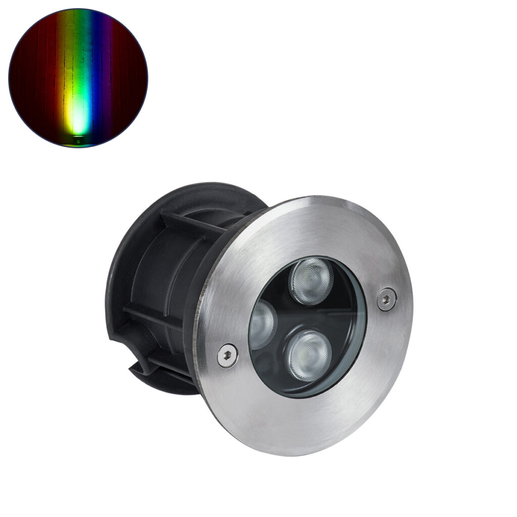 UNDERGROUND-FANI S-90981 Χωνευτό Φωτιστικό Σποτ Δαπέδου LED 12W 1020lm 60° DC 24V IP68 Φ10 x Υ7.5cm RGBW DMX512 - Ανοξείδωτο Ατσάλι